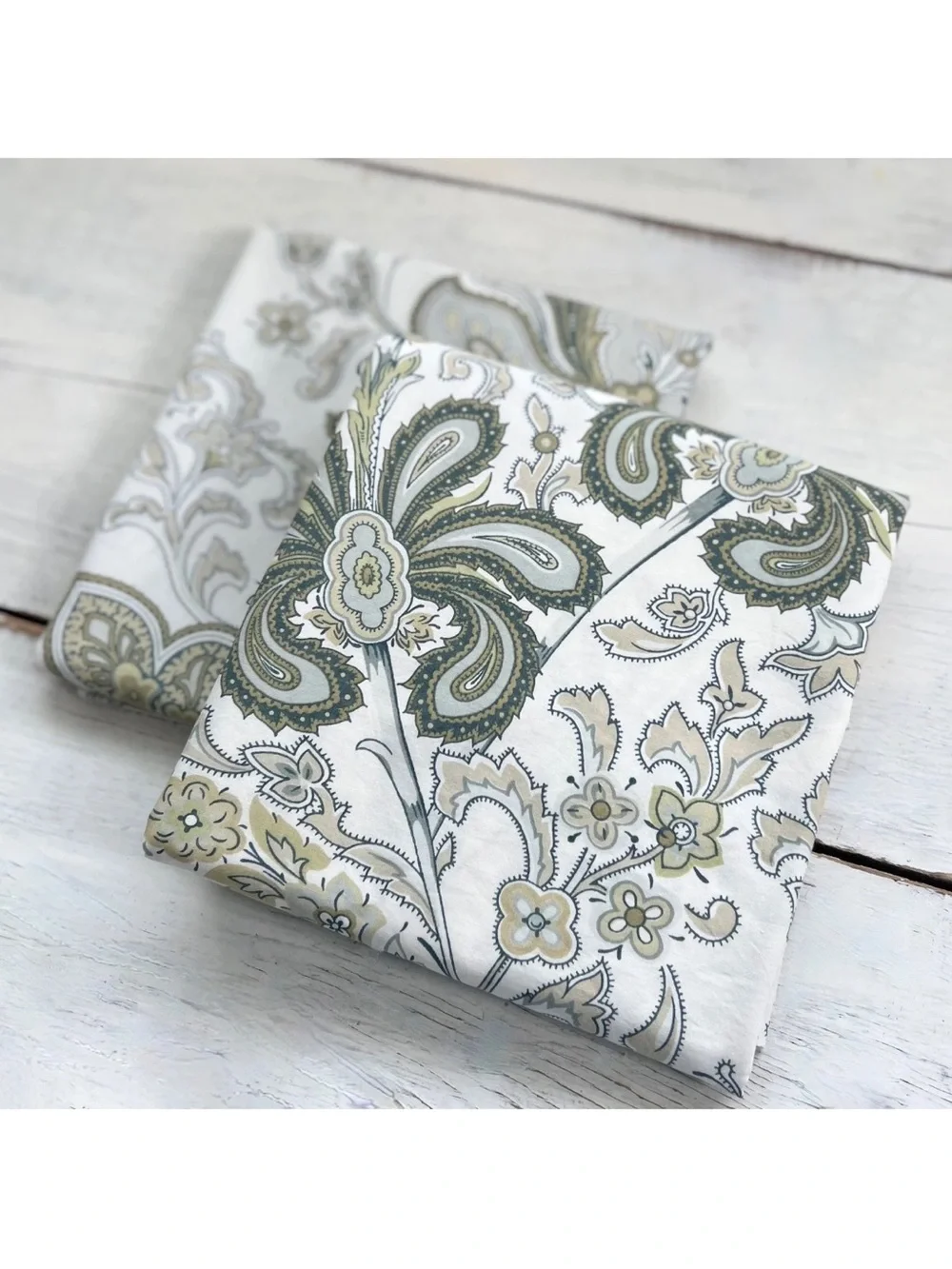 Pottery Barn Paisley Pillowcases in Sage, Blue, and Cream